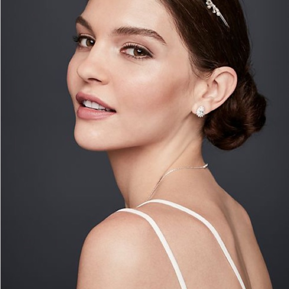 Crystal and Pearl Floral Tiara DAVID'S BRIDAL In Box With Tags